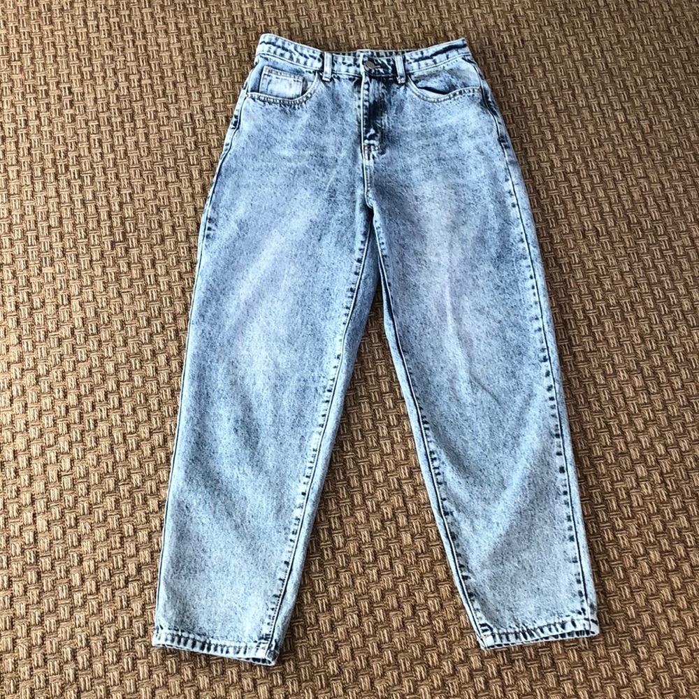 Shein Blue Acid Washed Mom Jeans